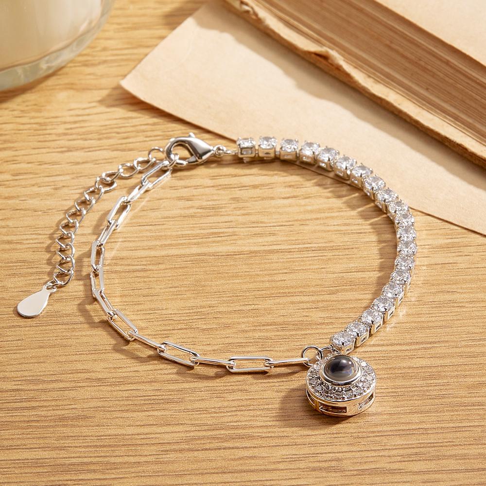 Personalized Projection Bracelet Round Pendant Design Chain Gift - 