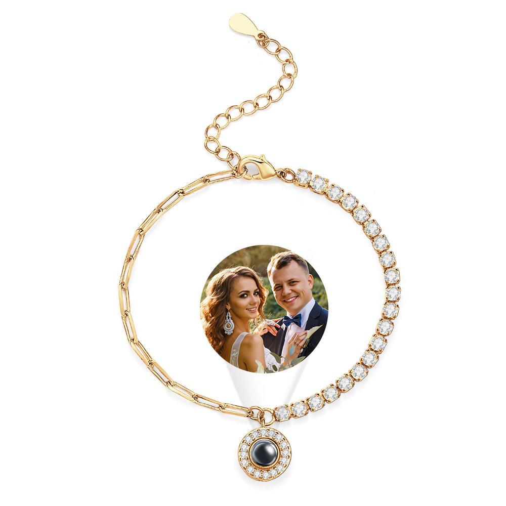Personalized Projection Bracelet Round Pendant Design Chain Gift - 
