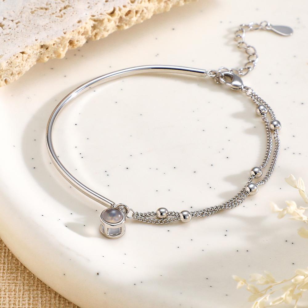 Custom Photo Projection Bracelet Double Chain Gift for Her - 