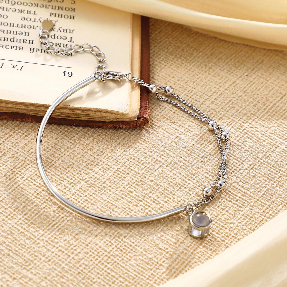 Custom Photo Projection Bracelet Double Chain Gift for Her - 