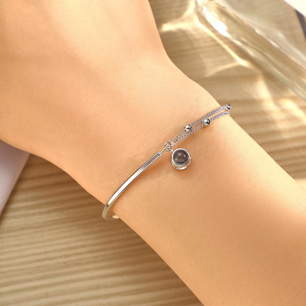Custom Photo Projection Bracelet Double Chain Gift for Her - 