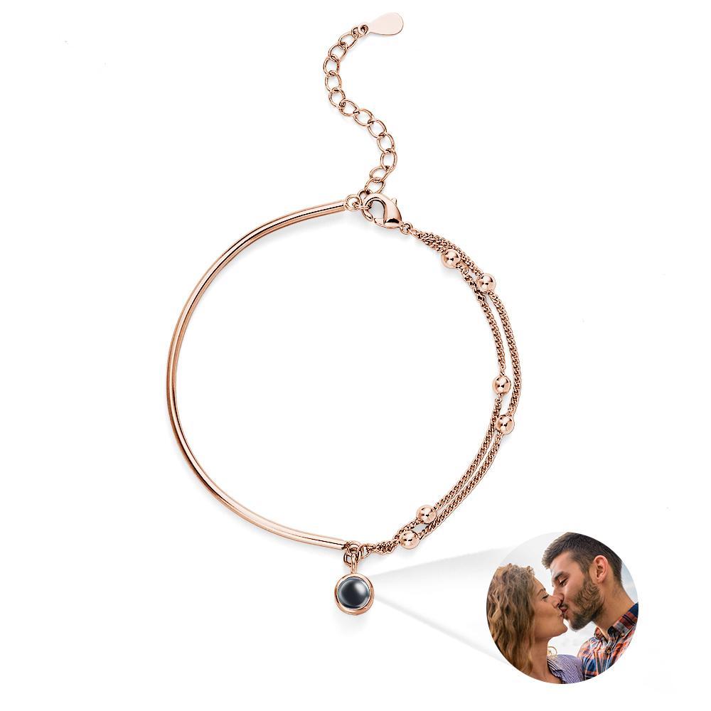 Custom Photo Projection Bracelet Double Chain Gift for Her - 