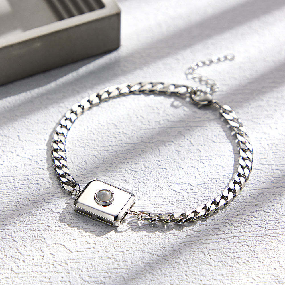 Custom Projection Bracelet Cuban Chain Simple Gift for Men - 