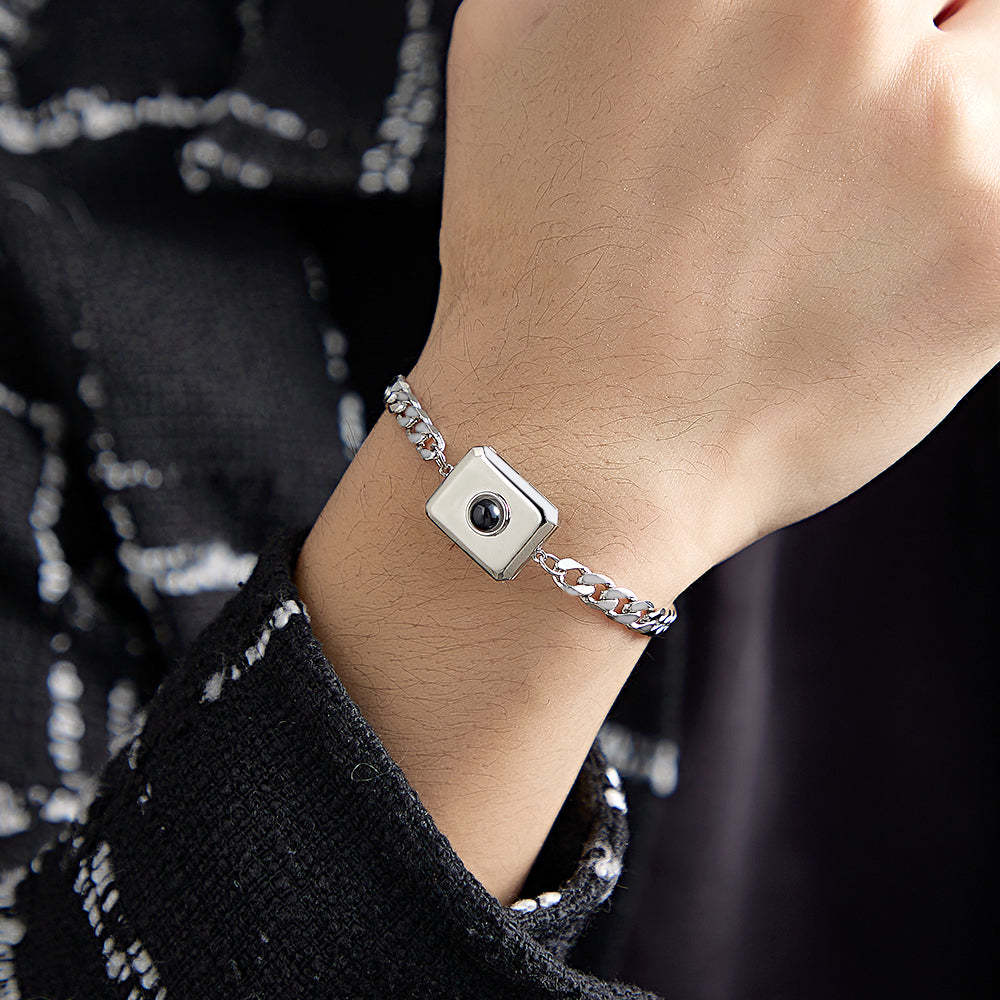 Custom Projection Bracelet Cuban Chain Simple Gift for Men - 