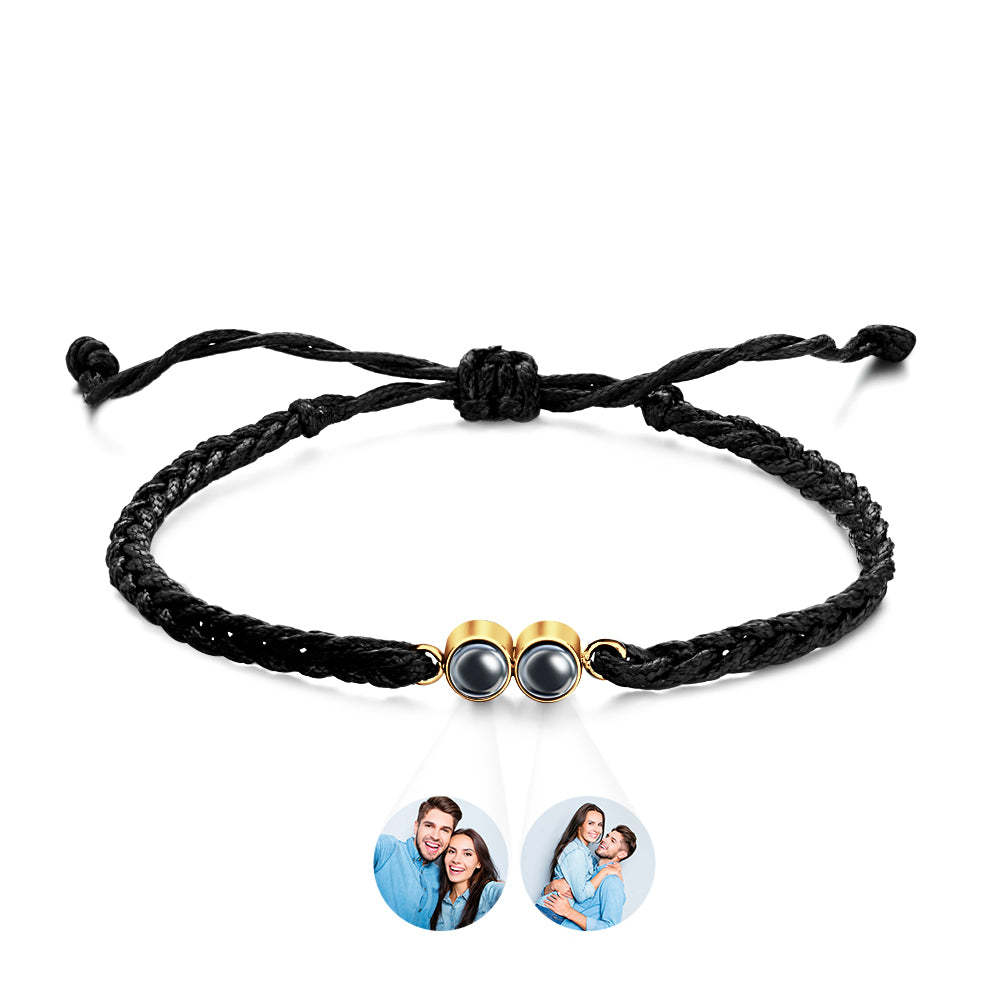 Personalized Projected Picture Bracelet Multicolor Braided Rope Customized Two Photos Bracelet Simple Gift - 