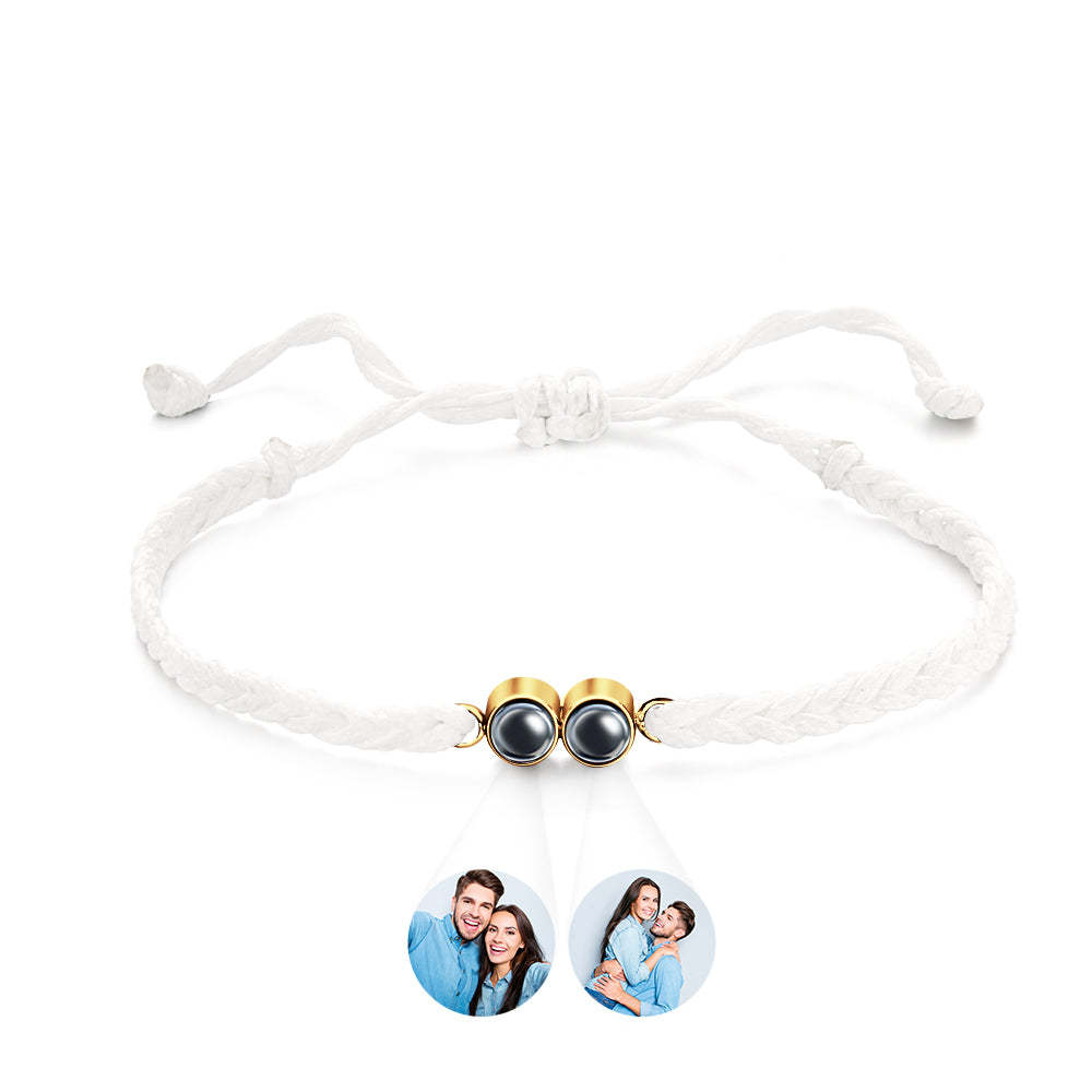 Personalized Projected Picture Bracelet Multicolor Braided Rope Customized Two Photos Bracelet Simple Gift - 