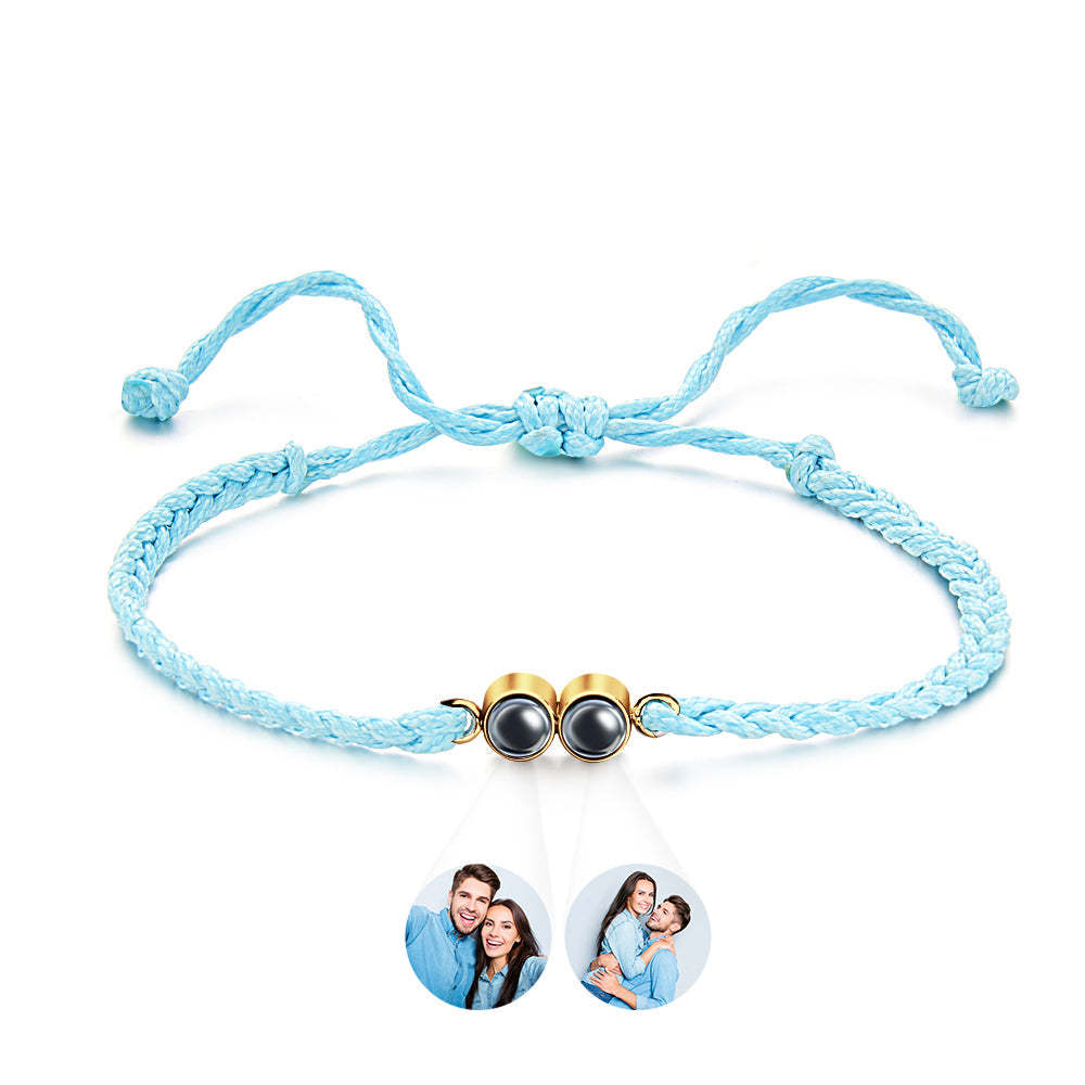 Personalized Projected Picture Bracelet Multicolor Braided Rope Customized Two Photos Bracelet Simple Gift - 