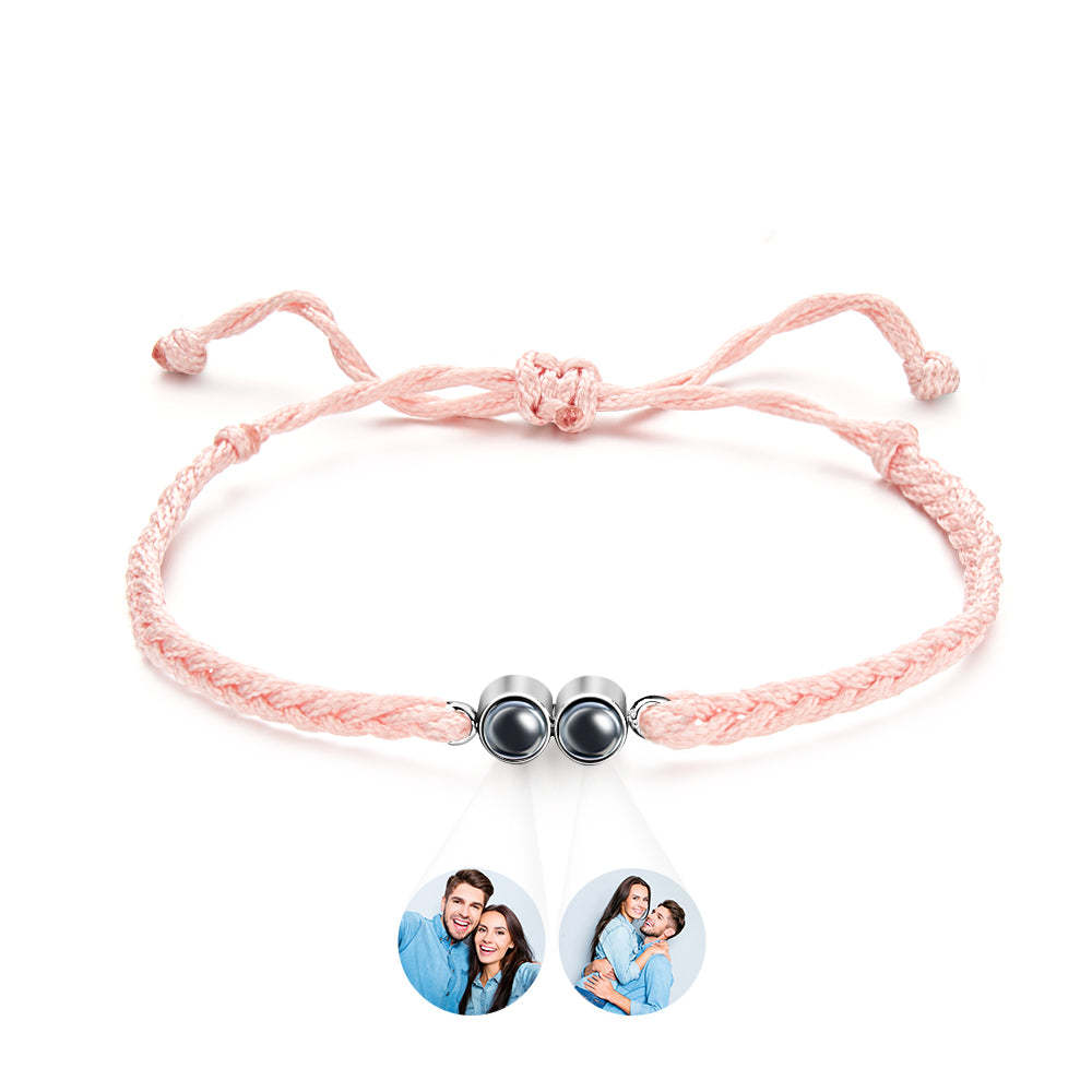 Personalized Projected Picture Bracelet Multicolor Braided Rope Customized Two Photos Bracelet Simple Gift - 