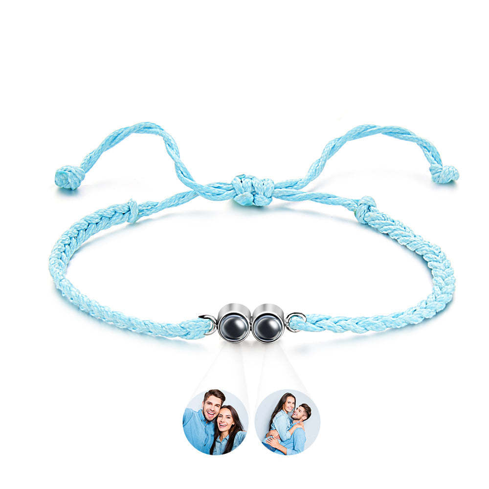 Personalized Projected Picture Bracelet Multicolor Braided Rope Customized Two Photos Bracelet Simple Gift - 
