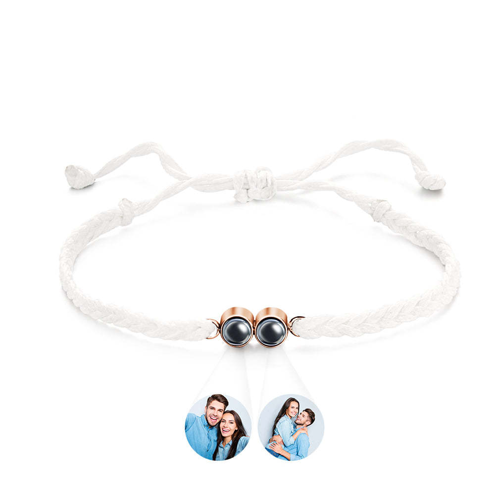 Personalized Projected Picture Bracelet Multicolor Braided Rope Customized Two Photos Bracelet Simple Gift - 