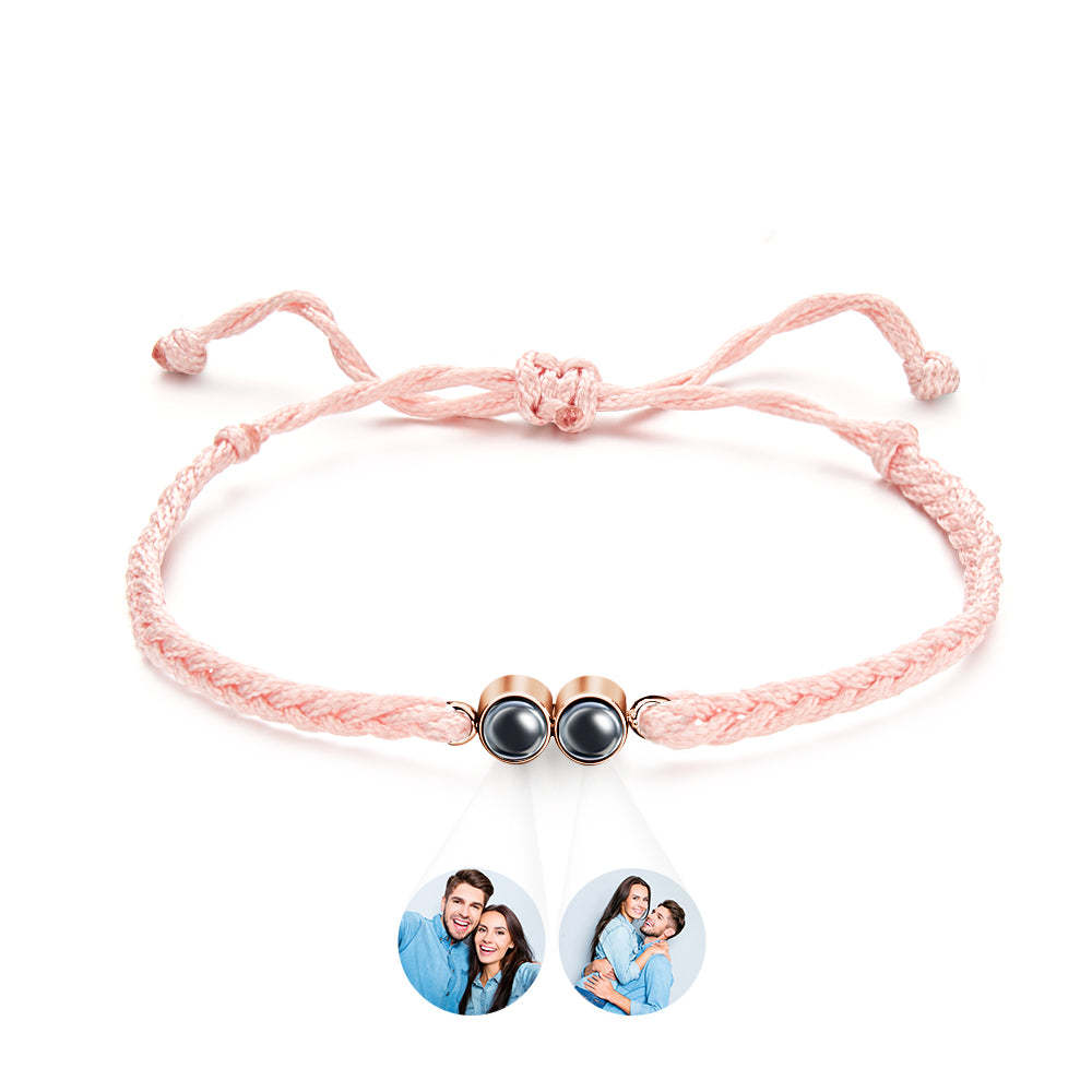 Personalized Projected Picture Bracelet Multicolor Braided Rope Customized Two Photos Bracelet Simple Gift - 