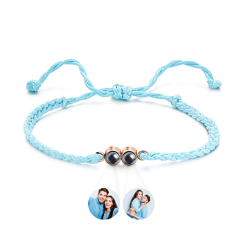 Personalized Projected Picture Bracelet Multicolor Braided Rope Customized Two Photos Bracelet Simple Gift - 