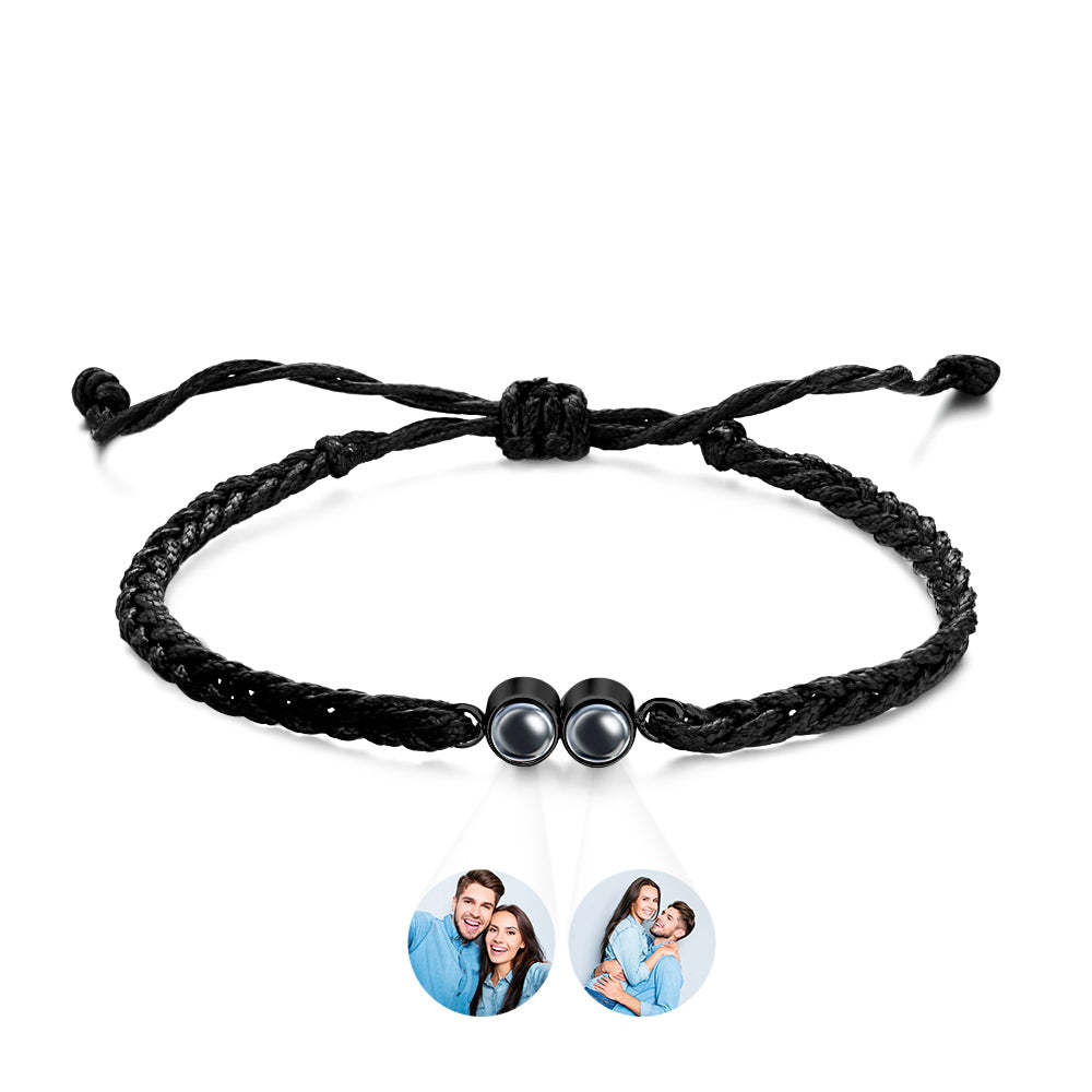 Personalized Projected Picture Bracelet Multicolor Braided Rope Customized Two Photos Bracelet Simple Gift - 