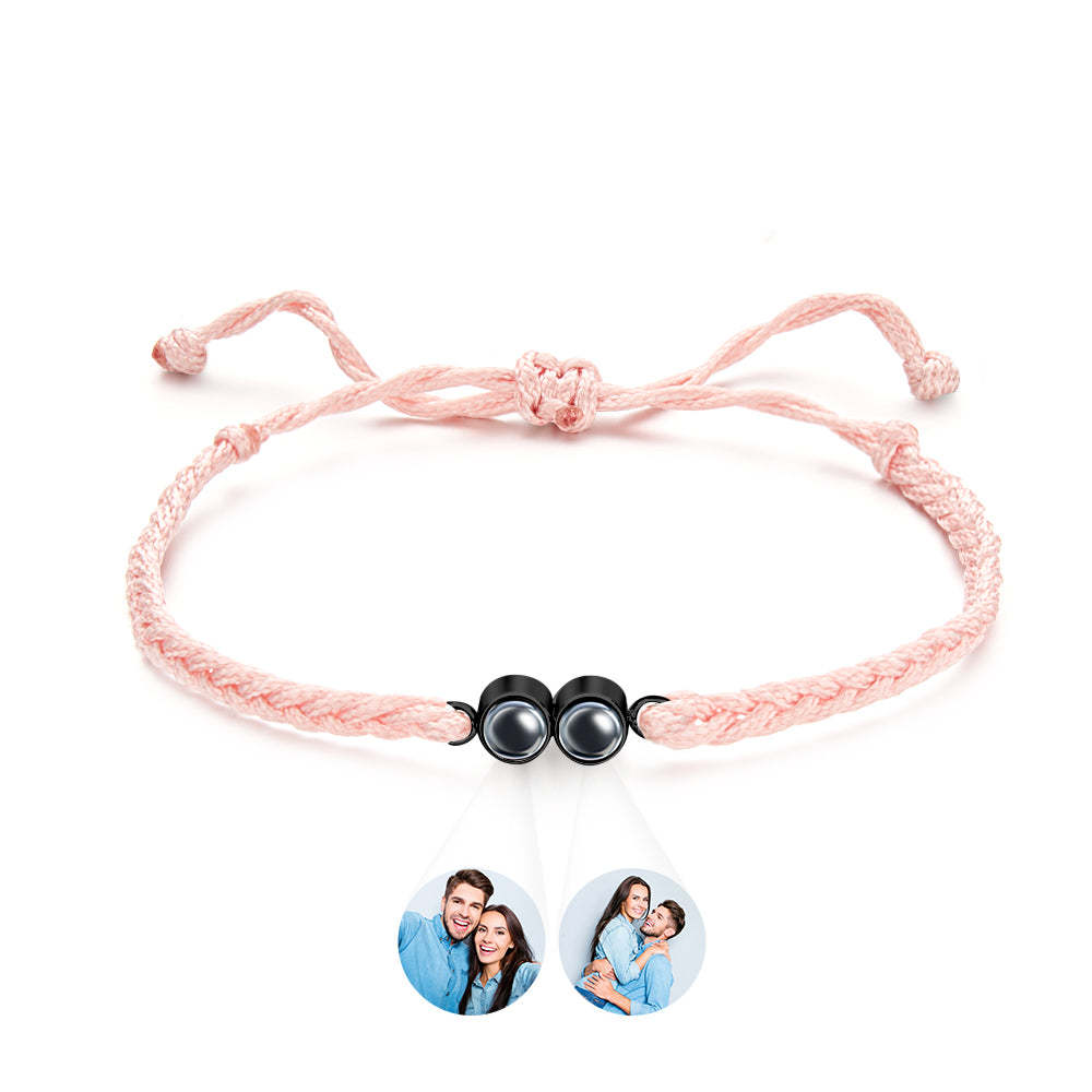 Personalized Projected Picture Bracelet Multicolor Braided Rope Customized Two Photos Bracelet Simple Gift - 
