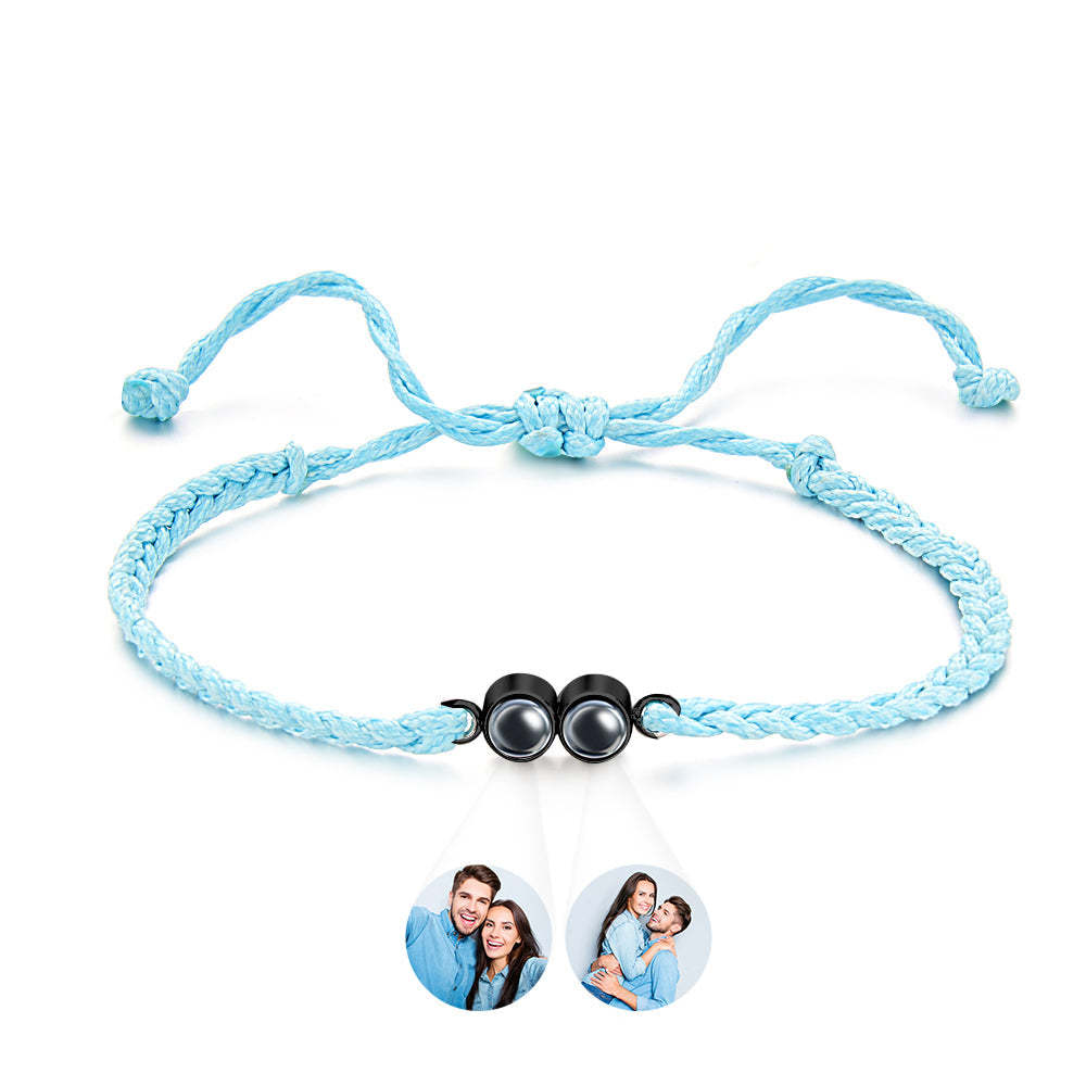 Personalized Projected Picture Bracelet Multicolor Braided Rope Customized Two Photos Bracelet Simple Gift - 