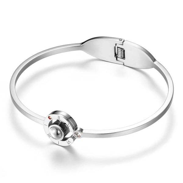 Projection Photo Bracelet Bangle Silver Gift for Her - 