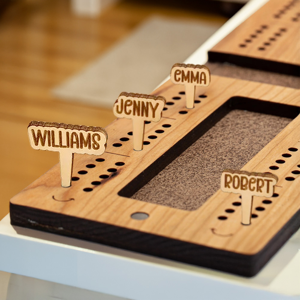 Personalized Wooden Cribbage Board Pegs Names Pegs For 2 Players ( Every player gets 2 pegs)