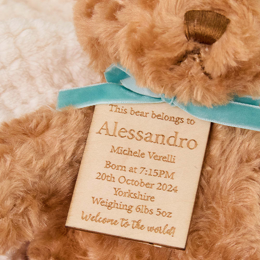 Personalized Bear Plush Birth Stats Stuffed Animal Birth Announcement Gifts -