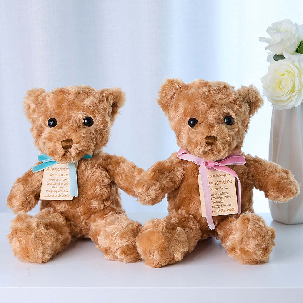 Personalized Bear Plush Birth Stats Stuffed Animal Birth Announcement Gifts -