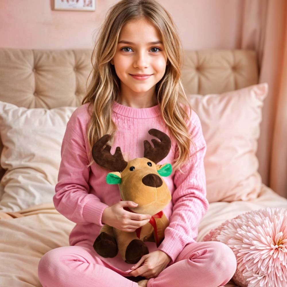 Personalized Moose Plush Stuffed Toy with Photo Gift for Kids -