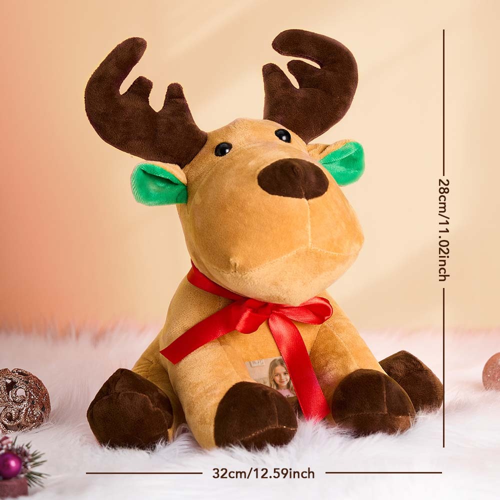 Personalized Moose Plush Stuffed Toy with Photo Gift for Kids -