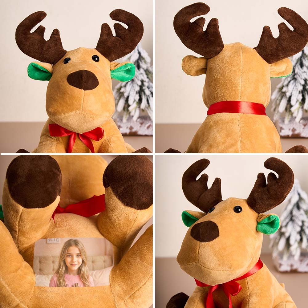 Personalized Moose Plush Stuffed Toy with Photo Gift for Kids -