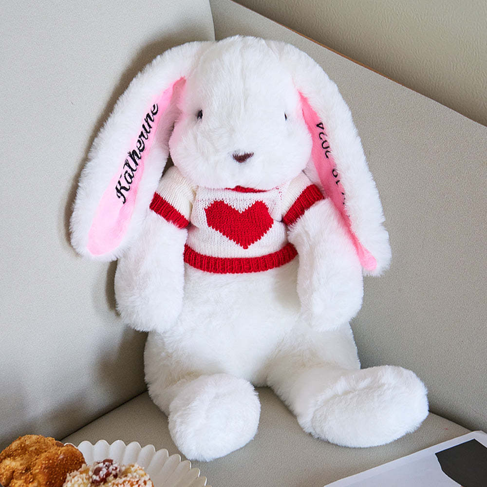 Personalized Sweater Bunny Plush Toys Custom Rabbit with Embroidered Name Gift for Children -