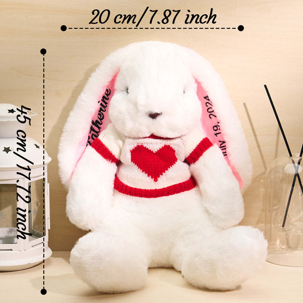 Personalized Sweater Bunny Plush Toys Custom Rabbit with Embroidered Name Gift for Children -