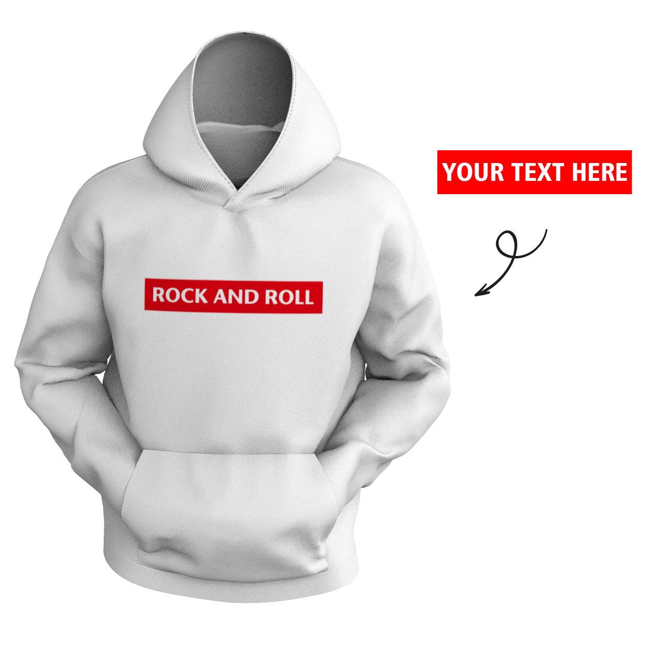 Custom Men's White Hoodie Chest Text - 