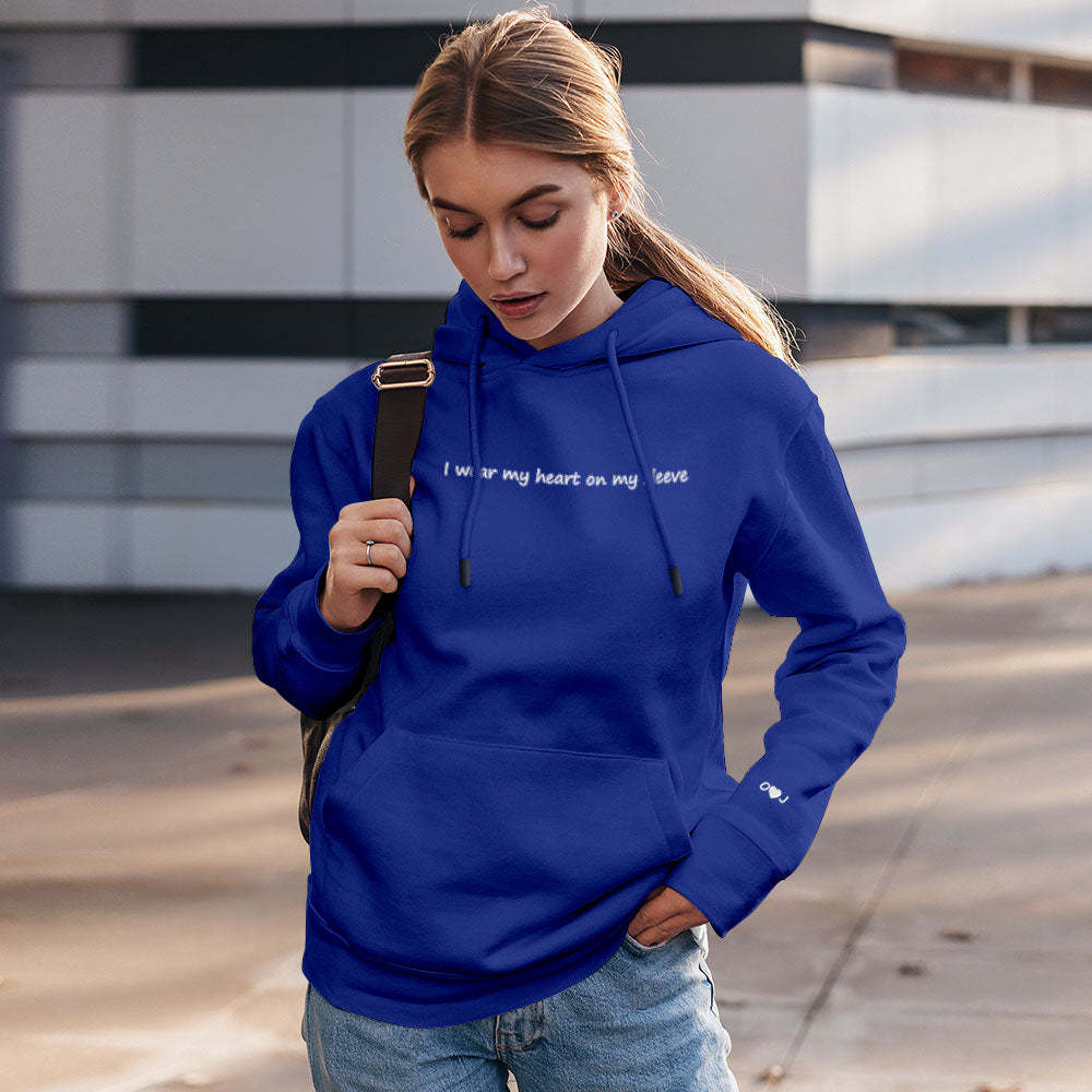 Custom Engraved Hooded sweater Heart On My Sleeve Fashion Couple Gifts - 