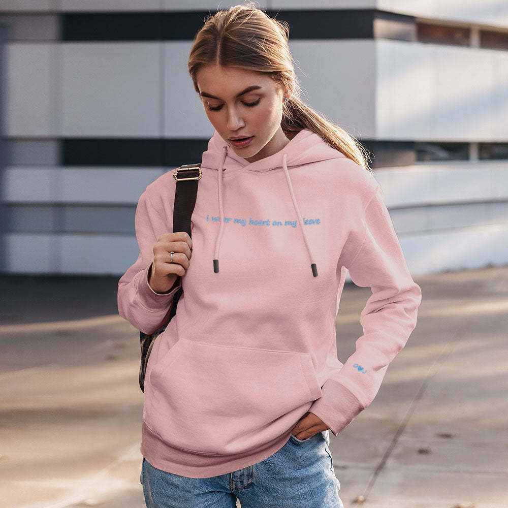 Custom Engraved Hooded sweater Heart On My Sleeve Fashion Couple Gifts - 