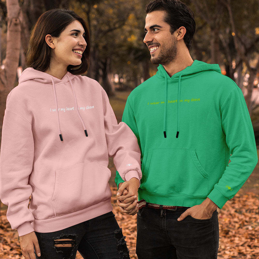 Custom Engraved Hooded sweater Heart On My Sleeve Fashion Couple Gifts - 