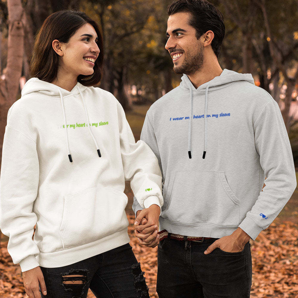 Custom Engraved Hooded sweater Heart On My Sleeve Fashion Couple Gifts - 