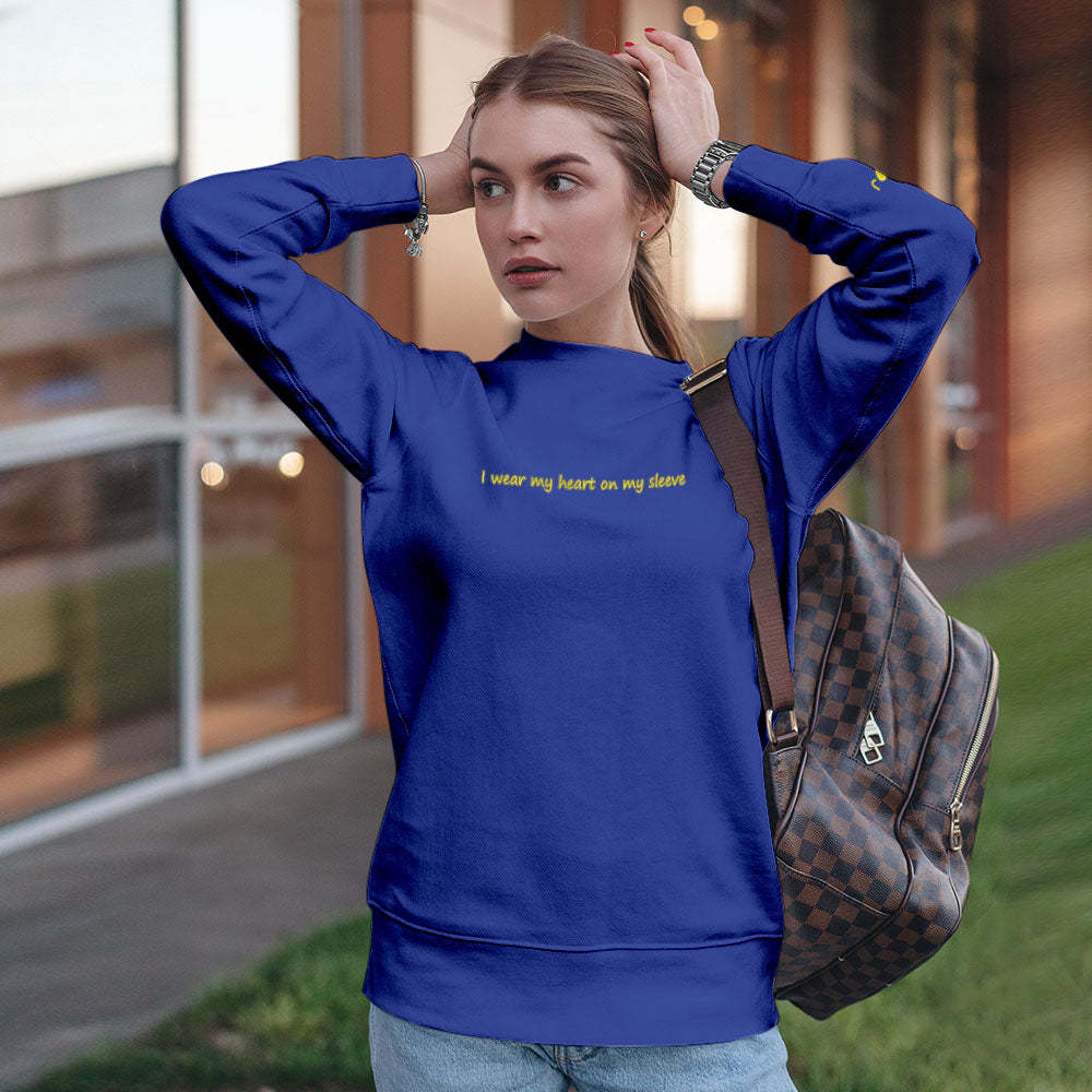 Custom Engraved Hoodie Round Neck Heart On My Sleeve Couple Gifts - 