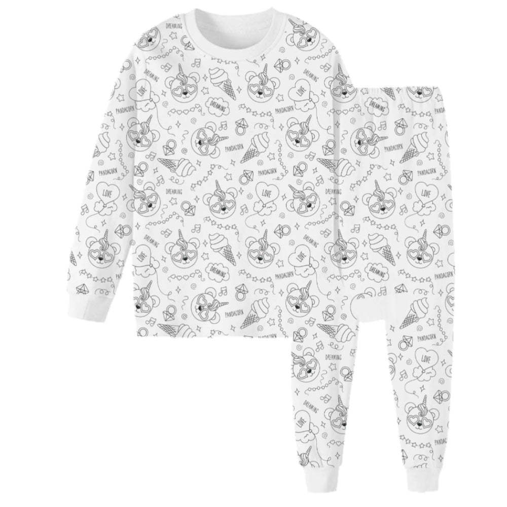 Children's DIY Hand-painted Graffiti Pajama Sets Home Clothes Coloring Cotton Pajama Sets - 