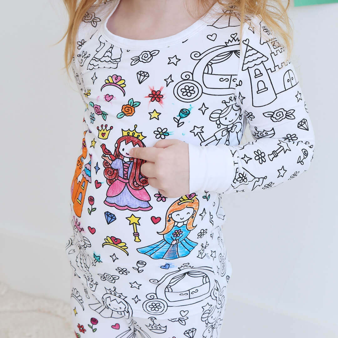 Children's DIY Hand-painted Graffiti Pajama Sets Home Clothes Coloring Cotton Pajama Sets - 