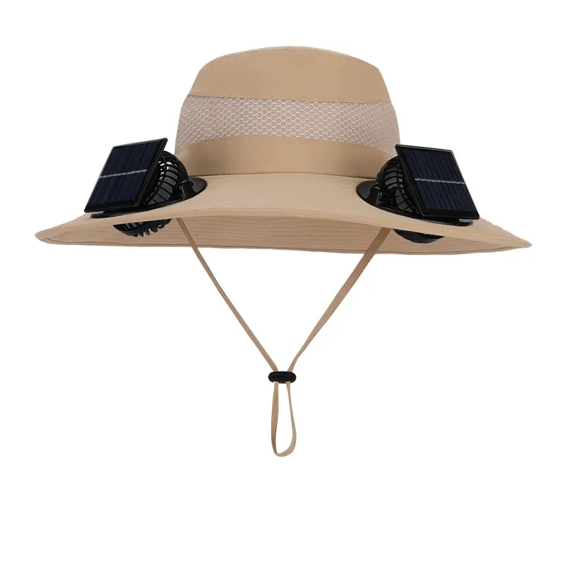 Wide Brim Solar Fan Outdoor Fishing Hat-Solar & USB Charging, Sunscreen Sun Hat with Fan, Solar Fan Hat Upf50+