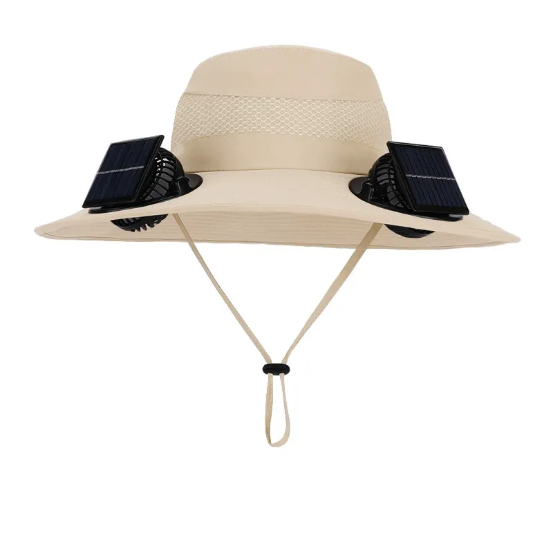 Wide Brim Solar Fan Outdoor Fishing Hat-Solar & USB Charging, Sunscreen Sun Hat with Fan, Solar Fan Hat Upf50+