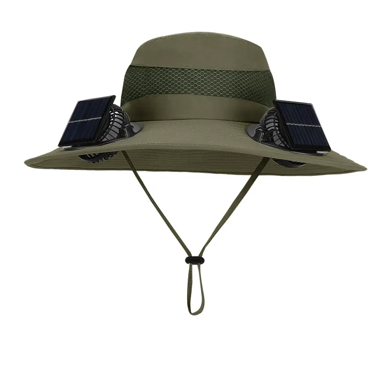 Wide Brim Solar Fan Outdoor Fishing Hat-Solar & USB Charging, Sunscreen Sun Hat with Fan, Solar Fan Hat Upf50+