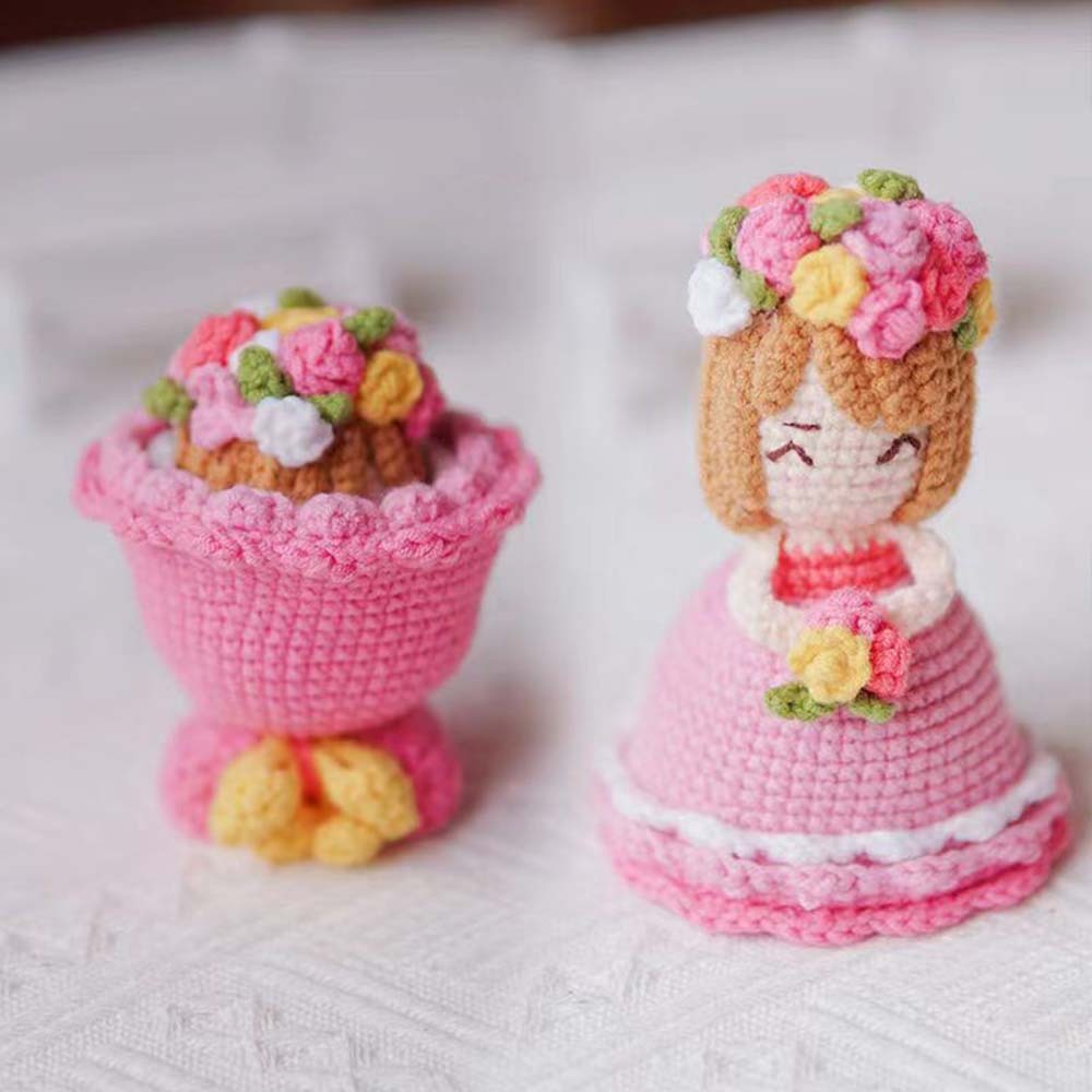 Crochet Doll Crossdressing Bride Flips Wedding Dress Bouquet - Myphotowallet