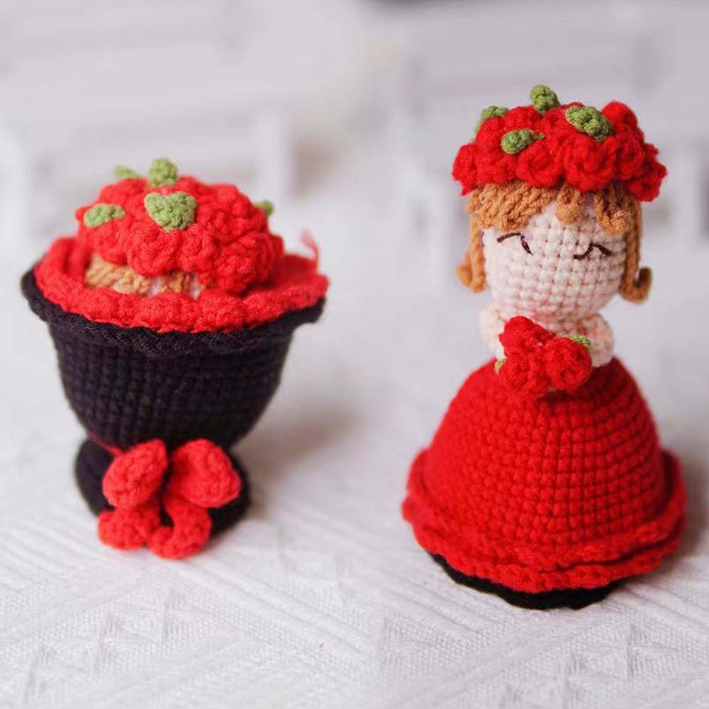 Crochet Doll Crossdressing Bride Flips Wedding Dress Bouquet - Myphotowallet
