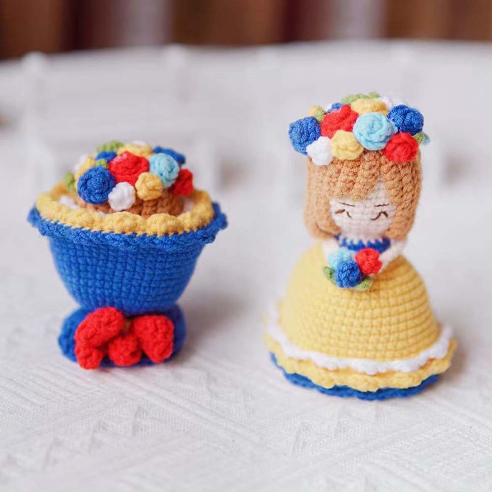 Crochet Doll Crossdressing Bride Flips Wedding Dress Bouquet - Myphotowallet