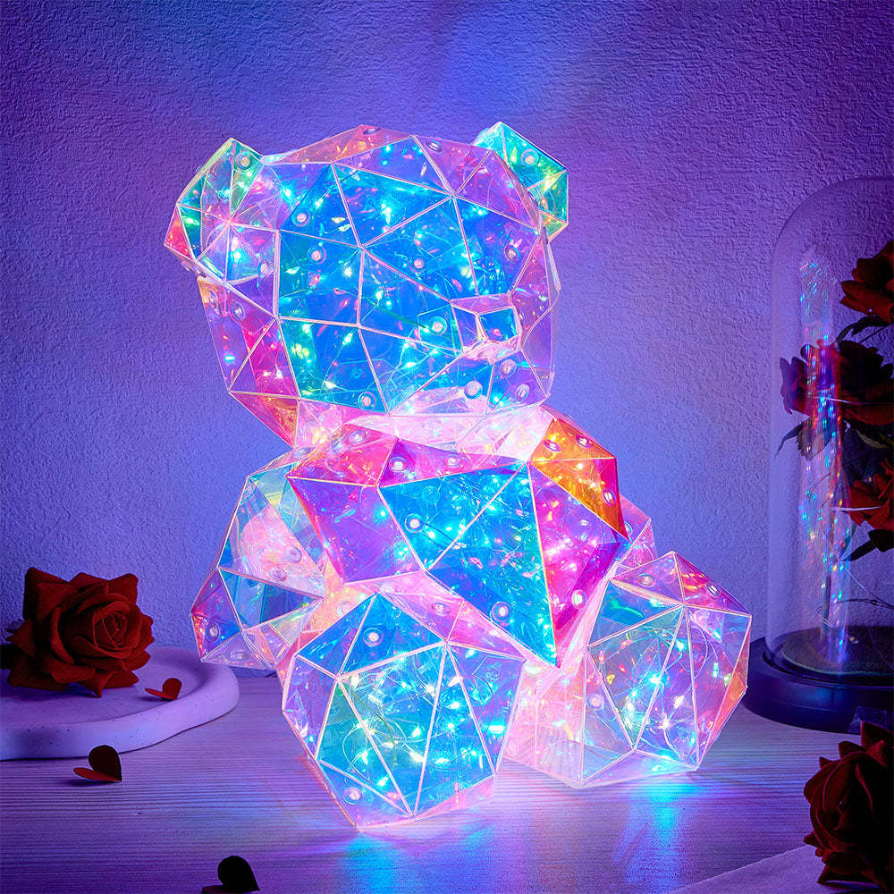 Galaxy Led Bear Holographic Iridescent Lights Glowing Galaxy Bear Valentine's Day Gift - Myphotowallet