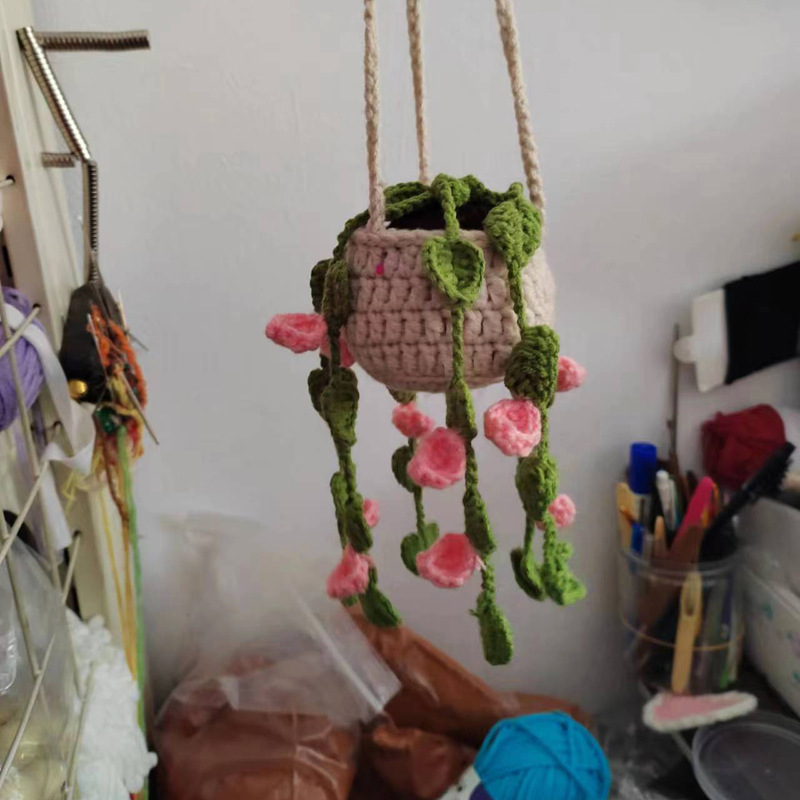 Crochet String of Pearls Plant Car Hanging, Crochet Plant Car Diffuser Hanging, Car Accessories for Women, Cute Car Decor, Plant Lover Gift - 