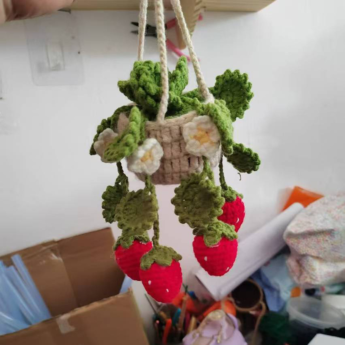 Crochet String of Pearls Plant Car Hanging, Crochet Plant Car Diffuser Hanging, Car Accessories for Women, Cute Car Decor, Plant Lover Gift - 