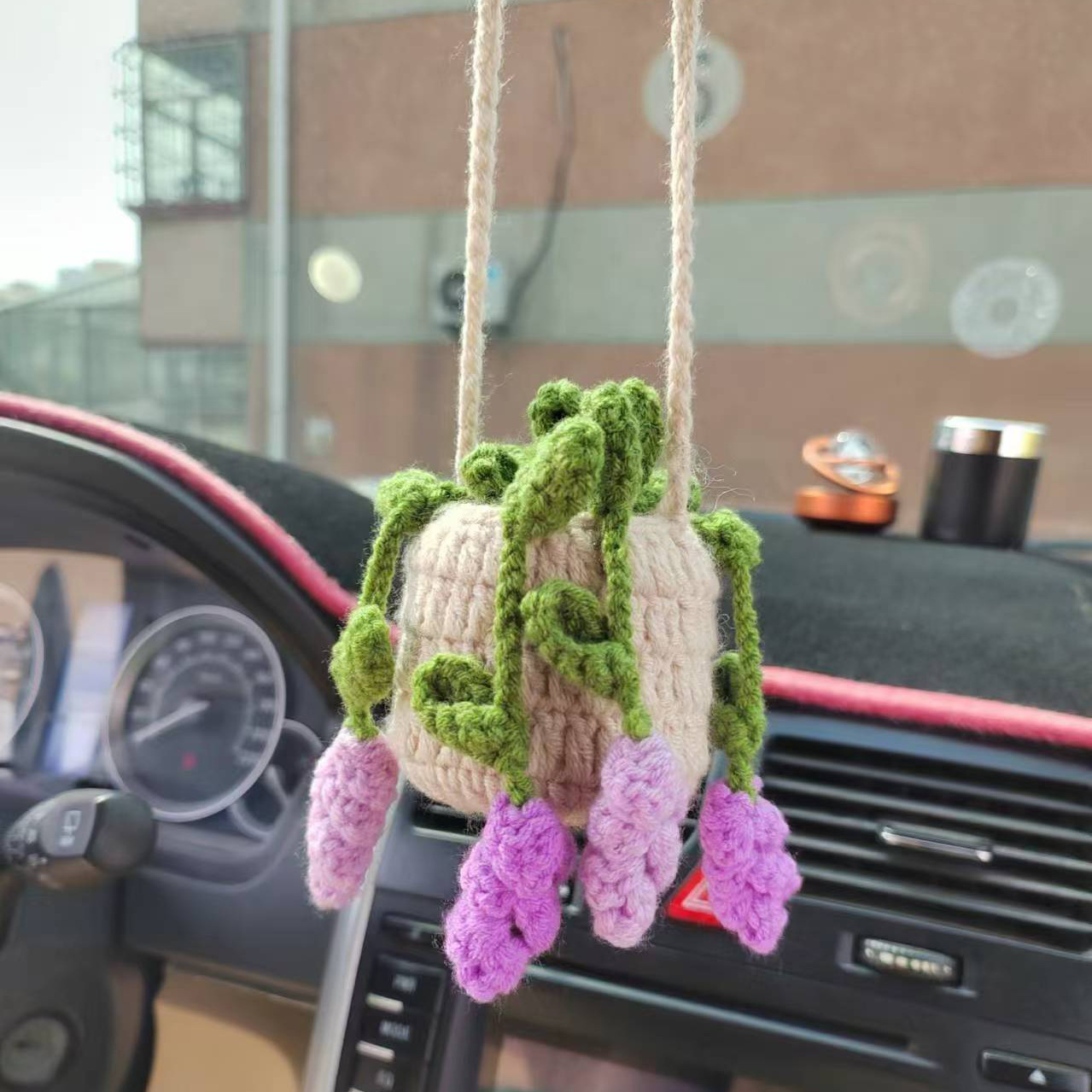 Crochet String of Pearls Plant Car Hanging, Crochet Plant Car Diffuser Hanging, Car Accessories for Women, Cute Car Decor, Plant Lover Gift - 