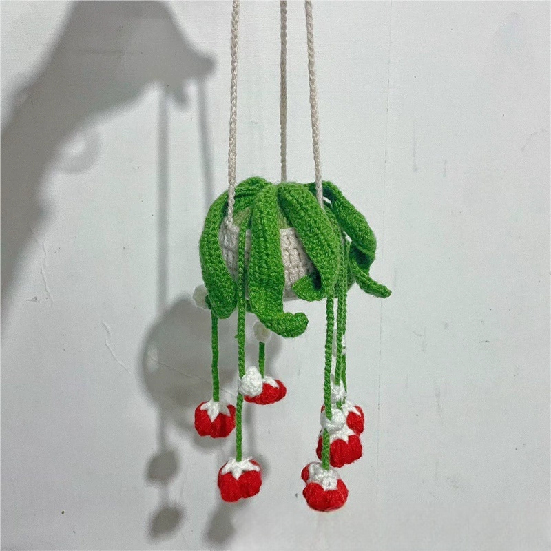 Crochet Lily of The Valley Car Hanging: Handmade Car Mirror Decor - 