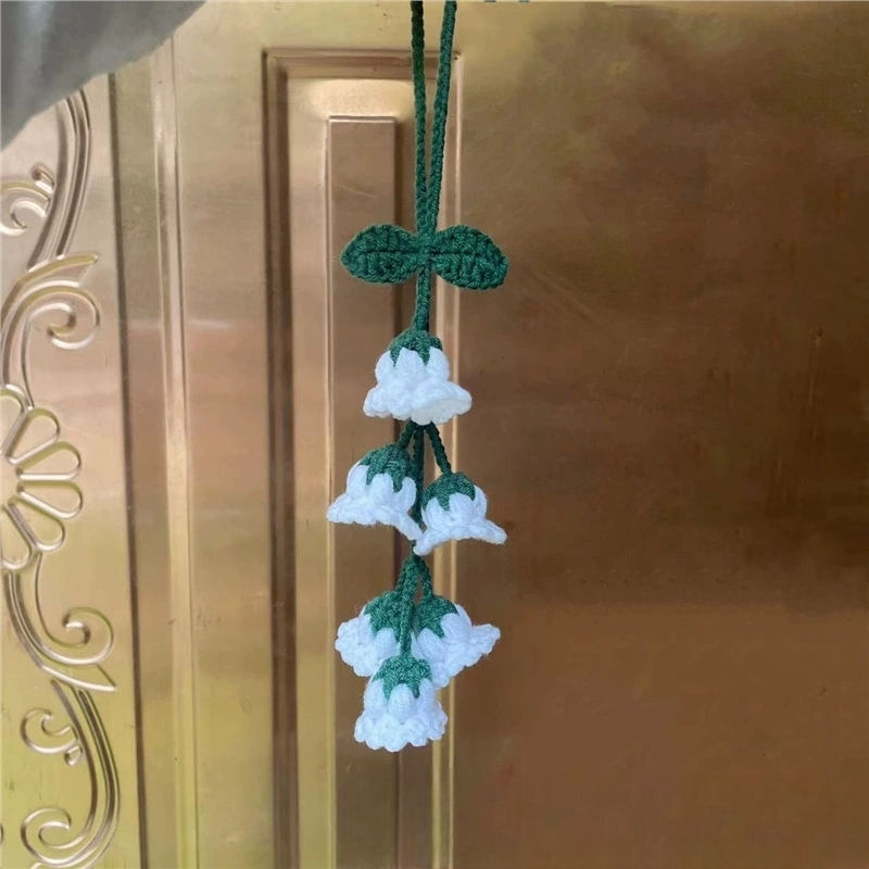 Crochet Lily of The Valley Car Hanging: Handmade Car Mirror Decor - 