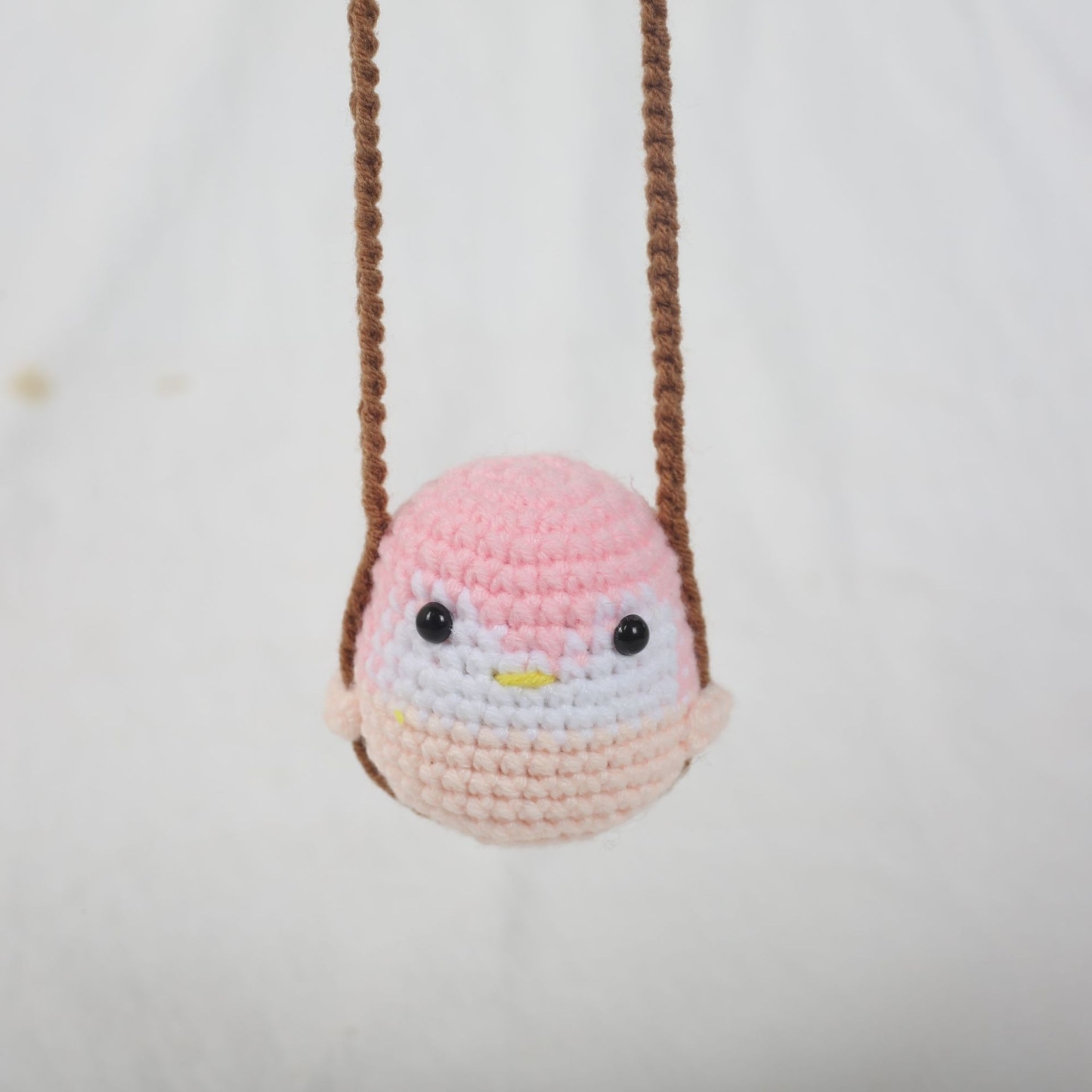 Adorable Crochet Frog on a Swing - Whimsical Handmade Car Hanging Charm, Cute Baby Duck Crochet - 