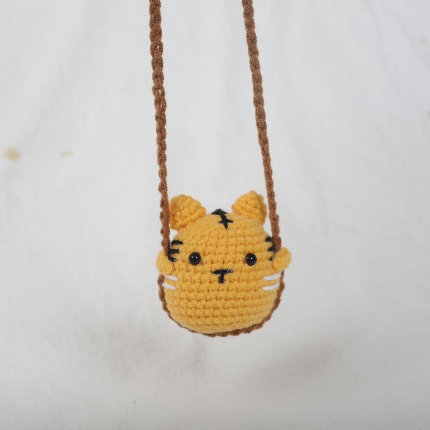 Adorable Crochet Frog on a Swing - Whimsical Handmade Car Hanging Charm, Cute Baby Duck Crochet - 